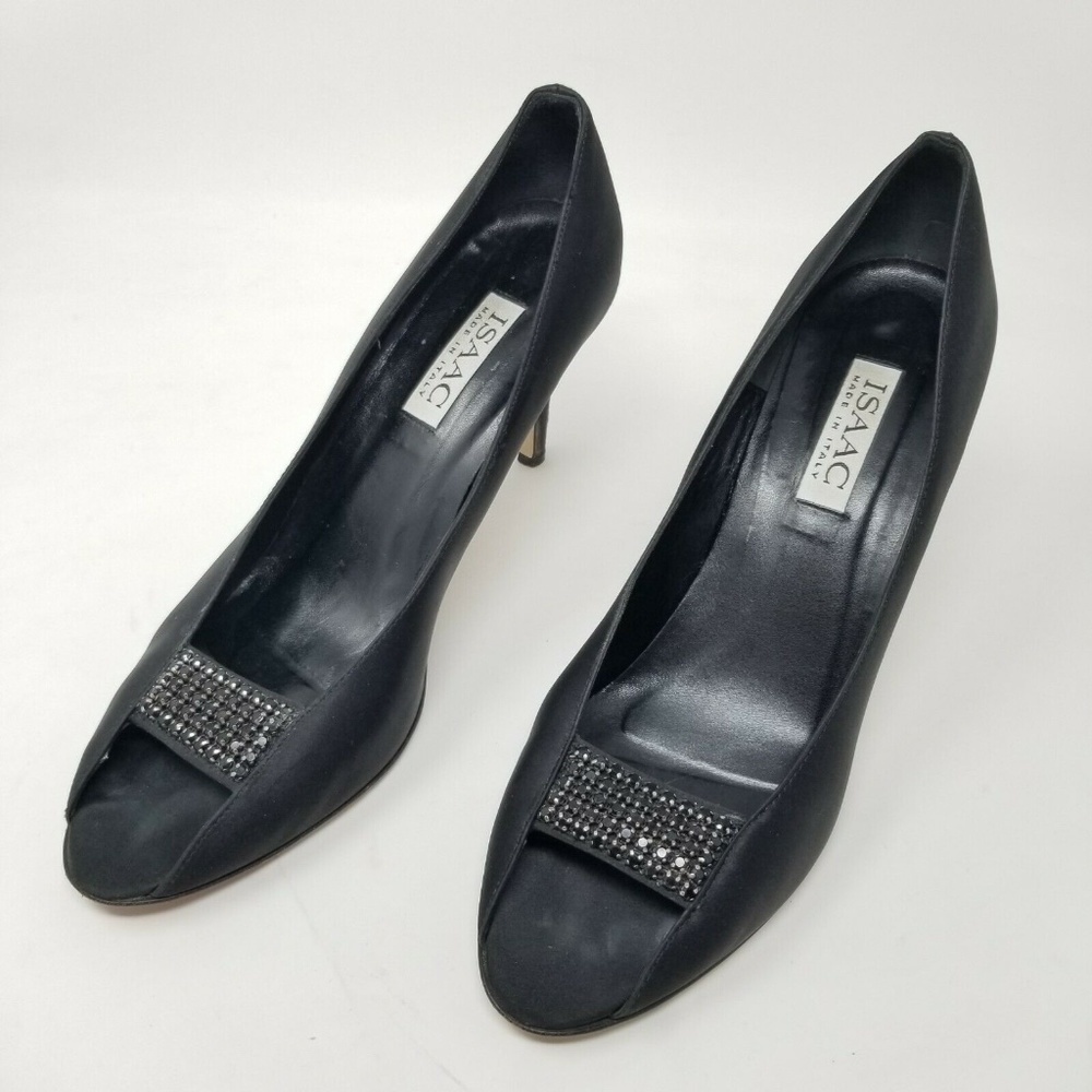 Isaac Mizrahi Black Fabric Leather Stone Slip On